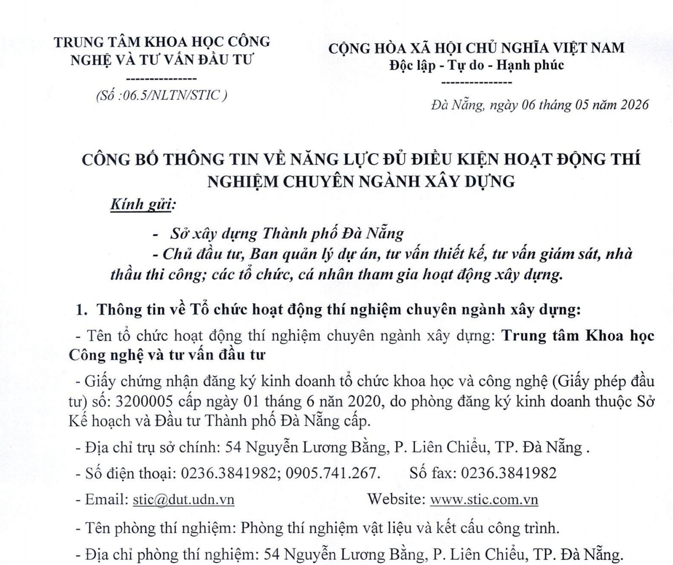 CHỨNG CHỈ NĂNG LỰC PHÒNG LAS